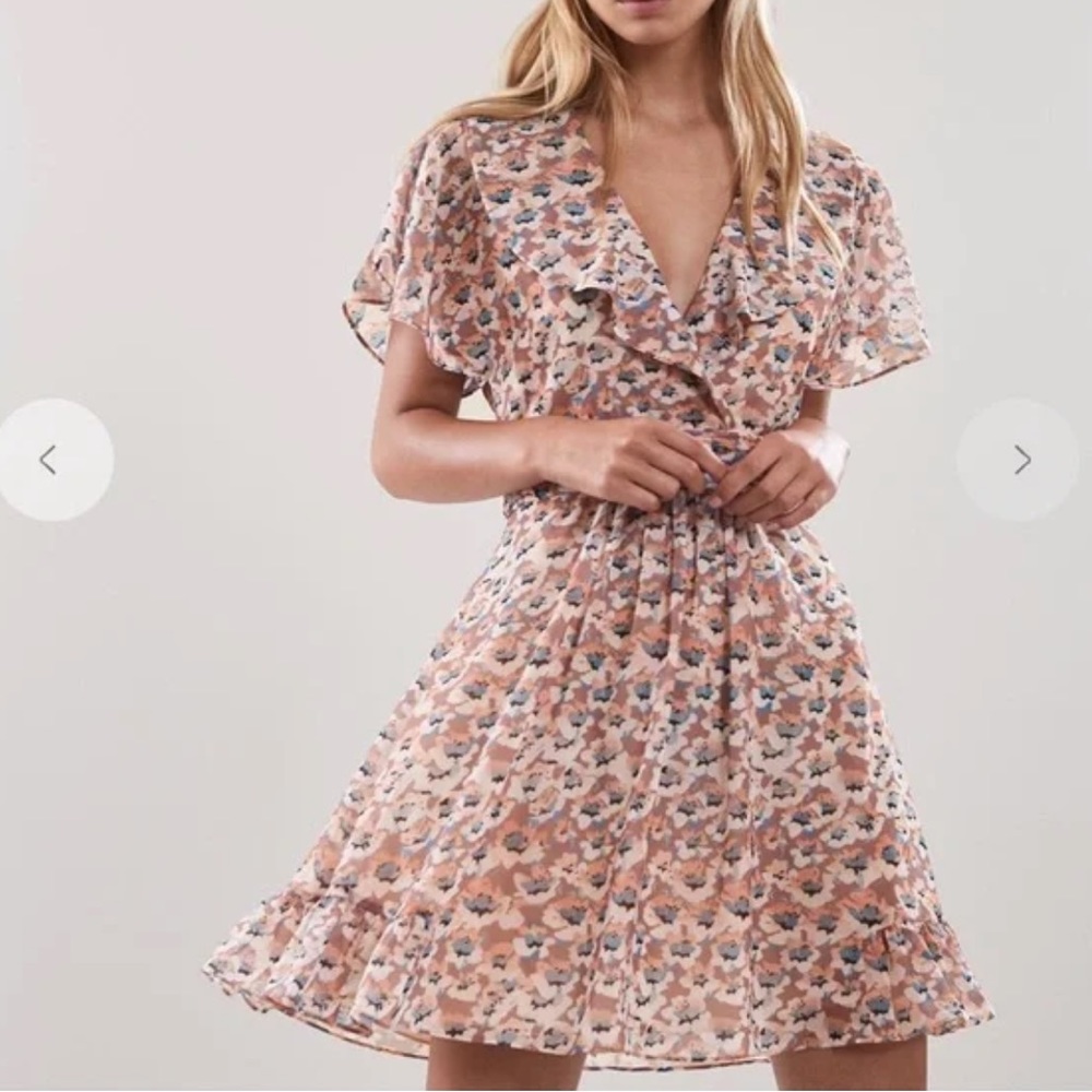 Reiss Aime Floral Printed Mini Tea Dress Size US 4